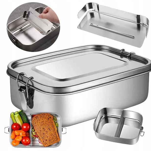 Lunchbox 1200 ML Z Oceli 304, Přepážka Vzduchotěsná, Food Grade, Škola, Práce