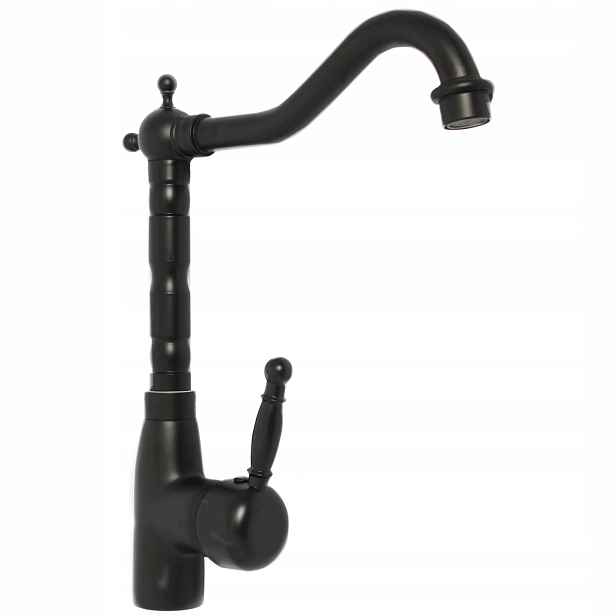 Kuchyňská umyvadlová baterie retro stojící matná, 29 cm, černá