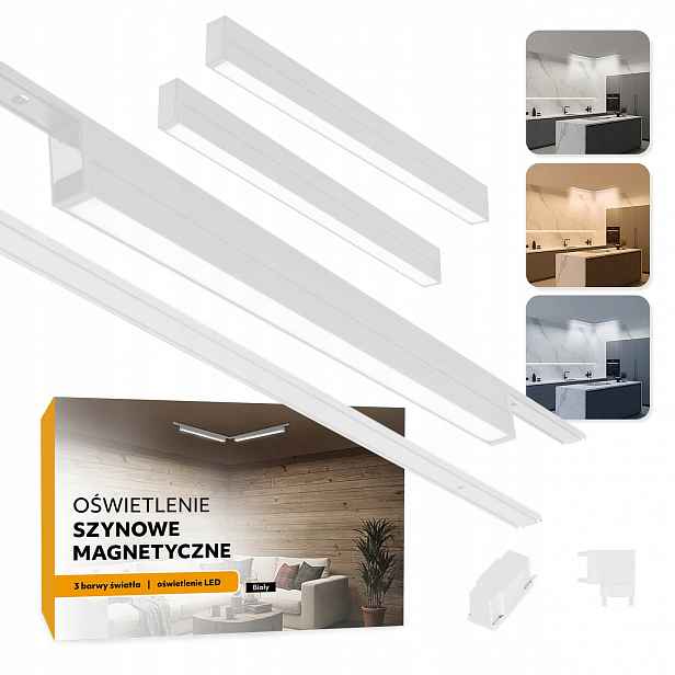 Magnetické kolejnicové osvětlení 2x Lišta 1m 2x 20W Led lampa 3CCT bílá
