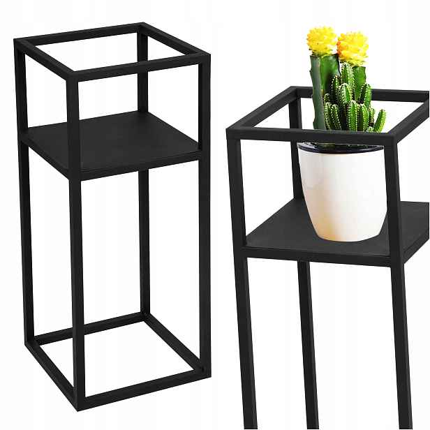 Držák Na Květináč Kovový Stojan Na Květiny Černý 80 CM Loft Polský Výrobek