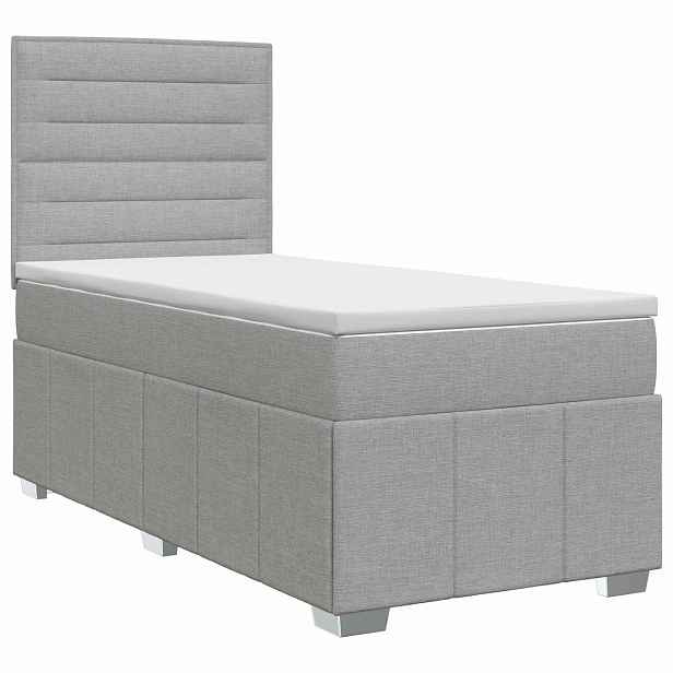 vidaXL Postel boxspring s matrací Světle šedá 100 x 200 cm Textil