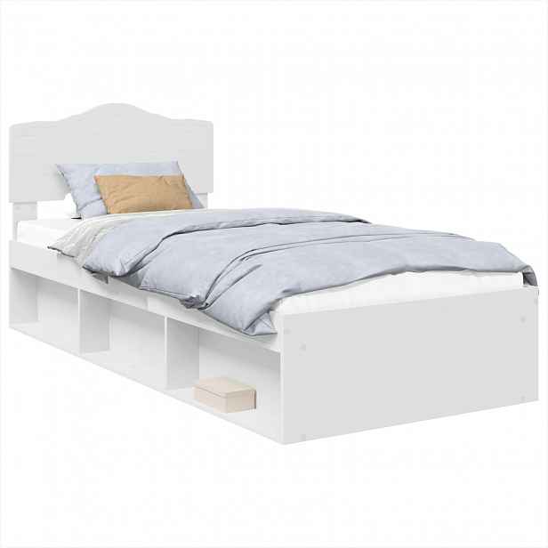 vidaXL Rám postele s čelo Bílá 90 x 190 cm Masivní borové dřevo