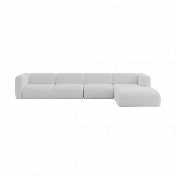 ALTDECOR ROHOVÁ SEDAČKA S PRAVOU OTOMANOU MIRA-L3 409x179x70 Světle šedá Bouclé