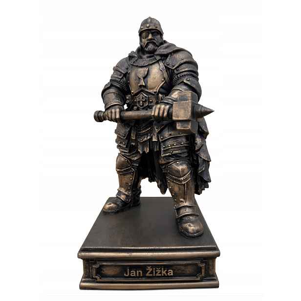 Jan Žižka s palcátom – bronzová soška z polystónu 24 cm, figúrka