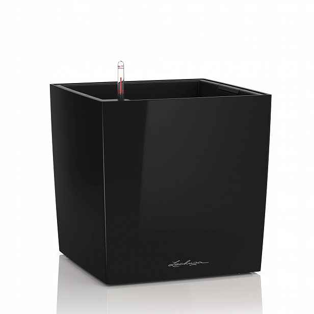 Květináč Lechuza Cube Premium 30 samozavlažovací Černý Lesk