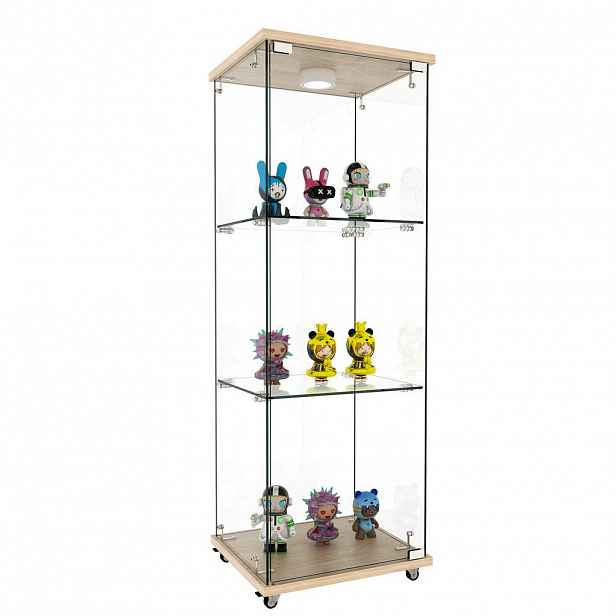 OKWISH VITRÍNA 120/42,5/36,5 cm přírodní z MDF a skla s LED osvětlením