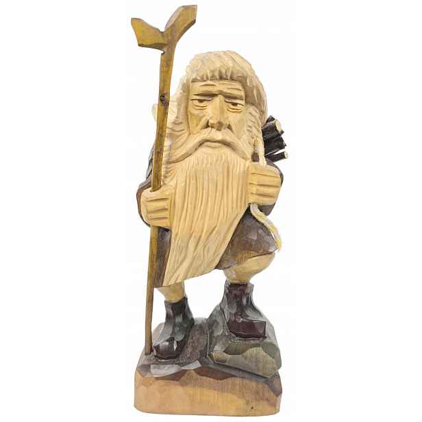 Velký vyřezávaný skřítek Figurka Dřevěná ozdoba Malovaná dekorace *27 cm