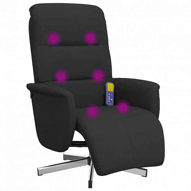 vidaXL Masážní polohovací křeslo s podnožkou černé textil