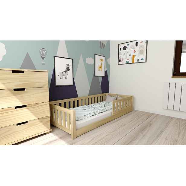 Dětská Montessori postel PINELO 90 x 200 cm, borovice Rošt: S laťkovým roštem, Matrace: Matrace Sommera 18 cm