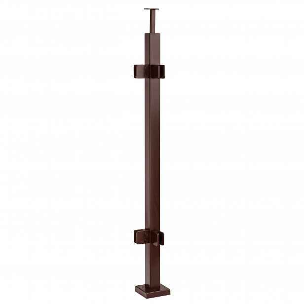 Rohový sloupek pro skleněné zábradlí 100 cm Hnědý 40x40 mm Loft