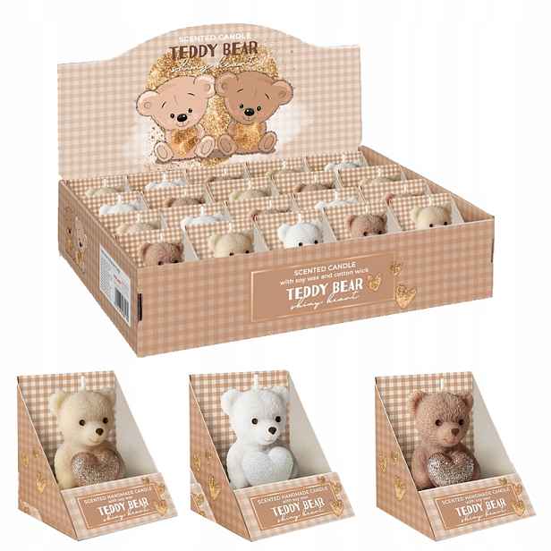 Svíčka Teddy Bear Display 20 Ks MIX parafínová vonná Bartek Candles