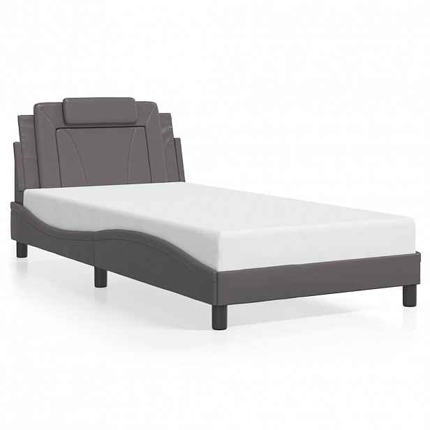 vidaXL Rám postele Viana bez matrace šedý 100x200 cm umělá kůže