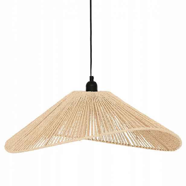 Závěsná Stropní Lampa S Pleteným Kloszem Hnědá Z Pleteniny 58 cm