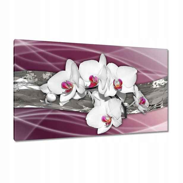 Obrazy 120x70 Bílé orchideje na růžovém pozadí