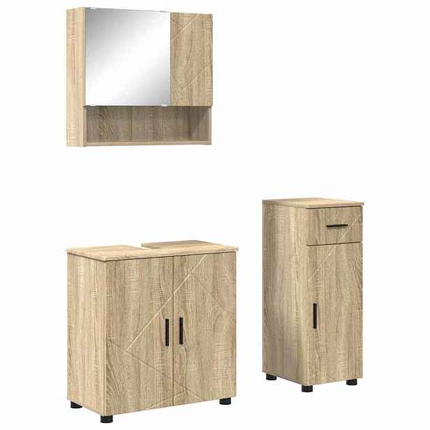 vidaXL Sada koupelnového nábytku 3 ks Sonoma dub 61 x 35 x 64 cm
