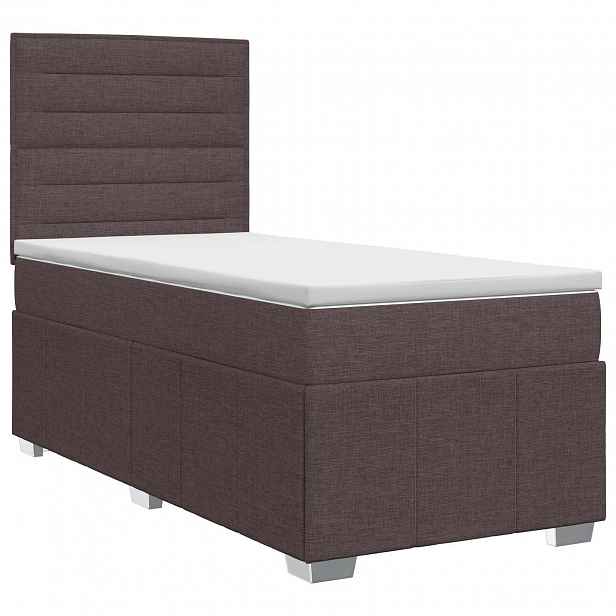 vidaXL Postel boxspring s matrací Tmavě hnědá 100 x 200 cm Textil