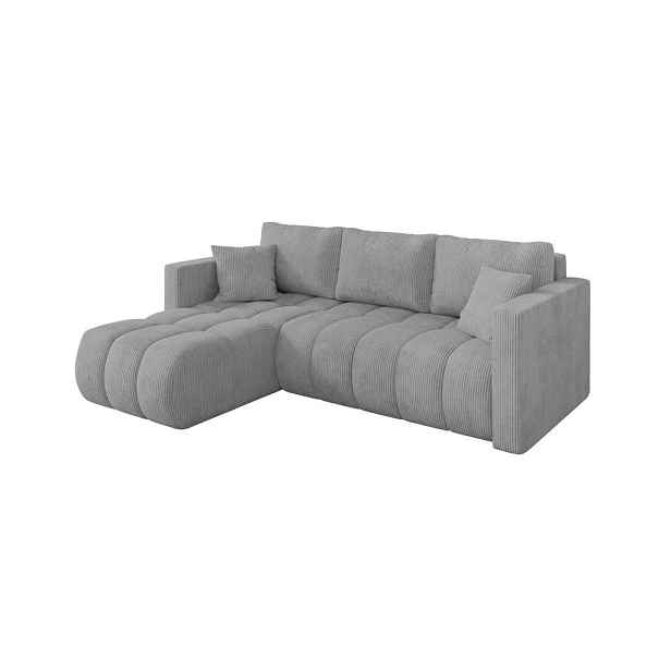 ALTDECOR ROHOVÁ SEDAČKA s funkcí spaní, otoman vlevo GARD-L 226x146x85 šedá manšestr