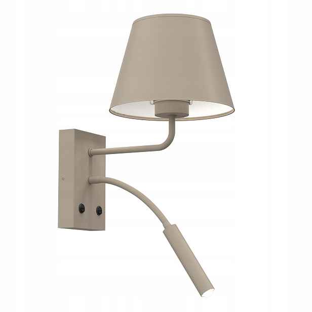 Béžová nástěnná lampa s lampičkou na čtení E27+G9 15W+8W Arden Luminex