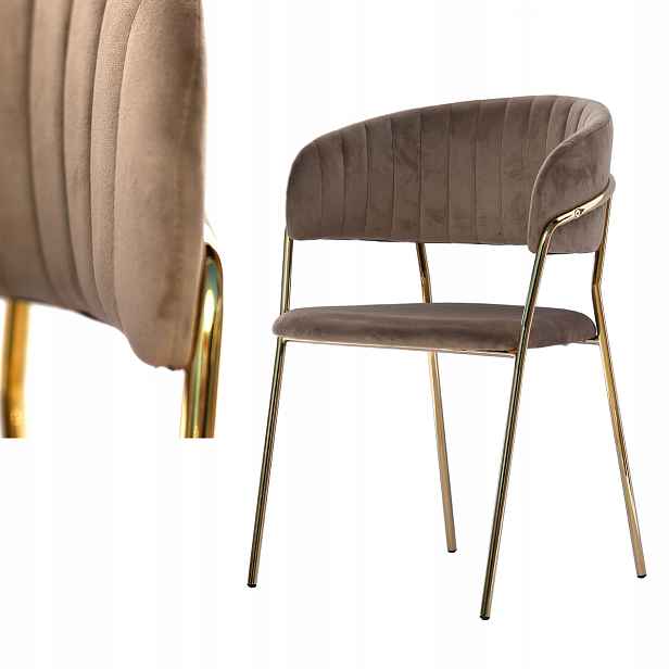 Čalouněná Kuchyňská Židle Z Veluru, Moderní Glamour Cappuccino Velvet