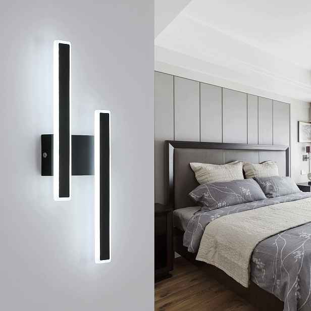 Černé Nástěnné Led Svítidlo, Lineární Design, Moderní Osvětlení Do Obývacího Pokoje, 6500K (studená Bílá), 32W