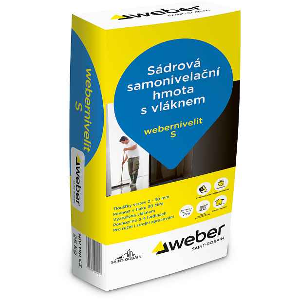 Hmota samonivelační webernivelit S s vláknem 25 MPa 25 kg