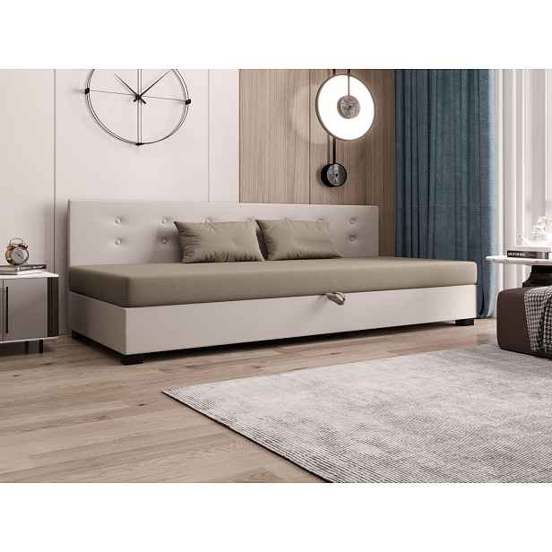 Jednolůžková postel 80x195 AJKA BIZ 1 - hnědá / ecru