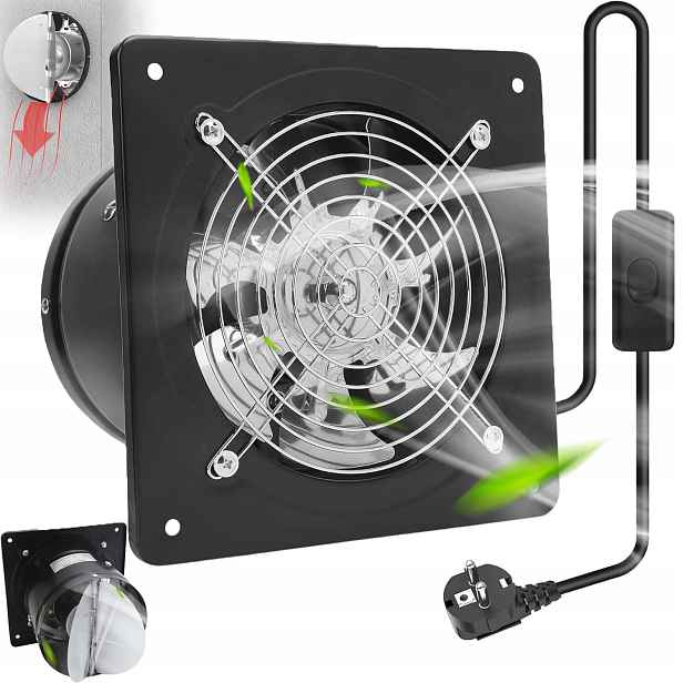 Univerzální Odtahový Ventilátor 150 MM 525 M³/h V Garážovém Sklepě, Tichý, Černý