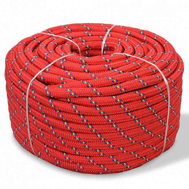 vidaXL Námořní lodní lano, polypropylen, 14 mm, 50 m, červené