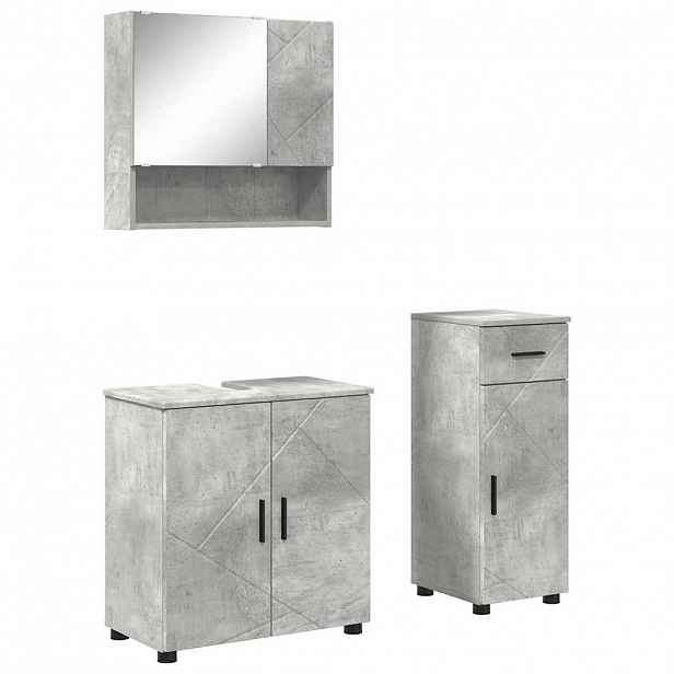 vidaXL Sada koupelnového nábytku 3 ks Betonově šedá 61 x 35 x 64 cm