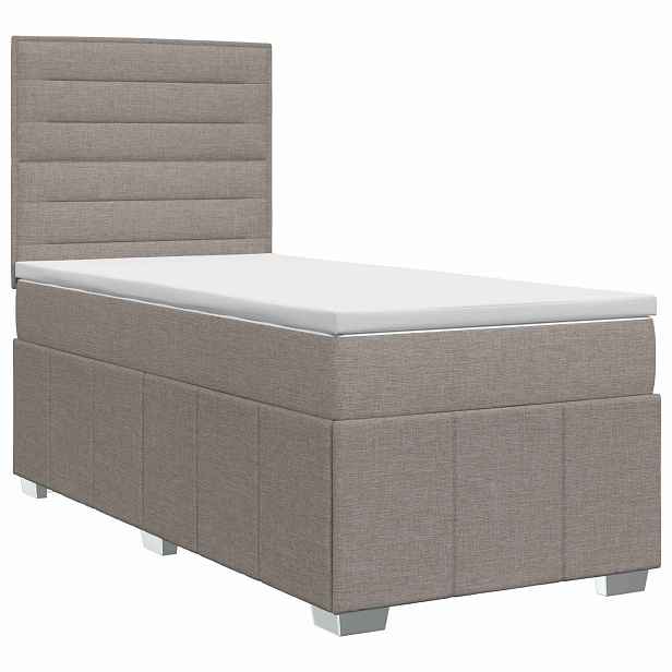 vidaXL Postel boxspring s matrací s čelo Taupe 100 x 200 cm Textil