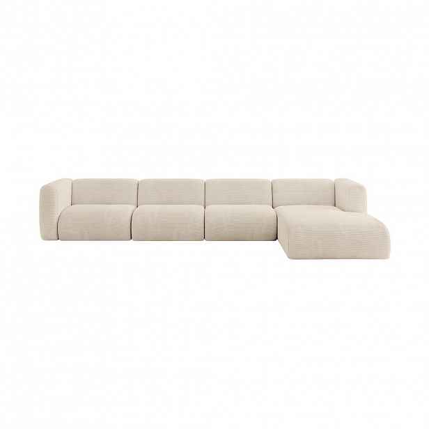 ALTDECOR ROHOVÁ SEDAČKA S PRAVOU OTOMANOU MIRA-L3 409x179x70 Béžová Manšestr