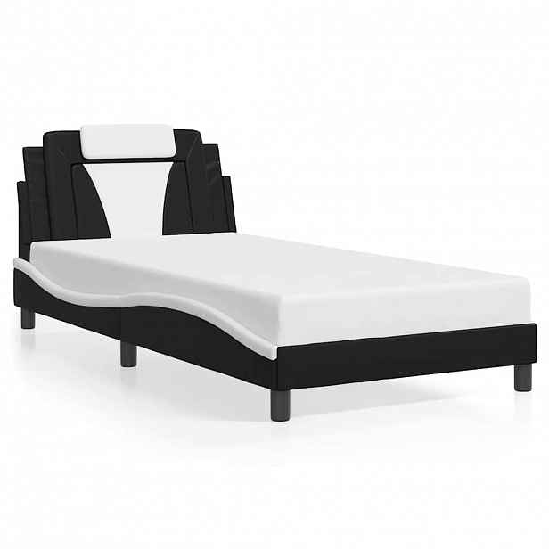 vidaXL Rám postele Viana bez matrace černý a bílý 100 x 200 cm umělá kůže