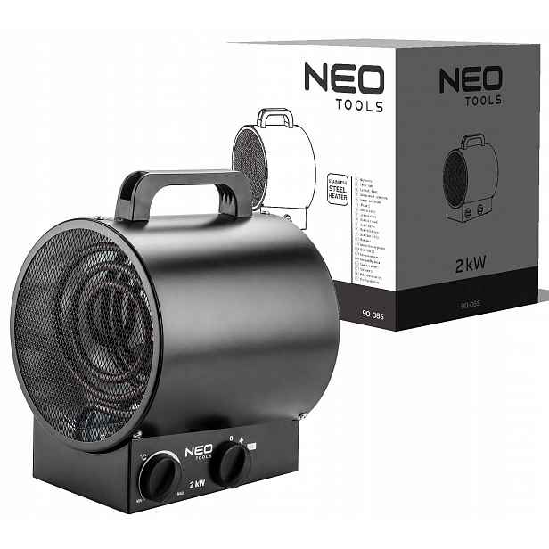 Elektrický ohřívač 2 kW Neo, ohřívač z z nerezové oceli, termostat
