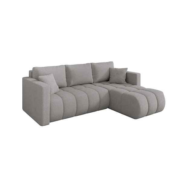 ALTDECOR ROHOVÁ SEDAČKA s funkcí spaní, otoman vpravo GARD-L 226x146x85 světle šedá bouclé