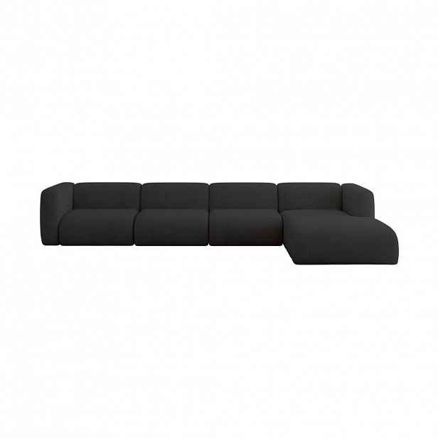 ALTDECOR ROHOVÁ SEDAČKA S PRAVOU OTOMANOU MIRA-L3 409x179x70 Černá Velur