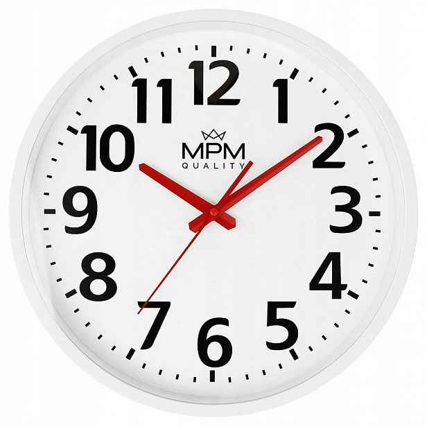 Čitelné Bílé Nástěnné Hodiny Mpm E01.4205 35 cm