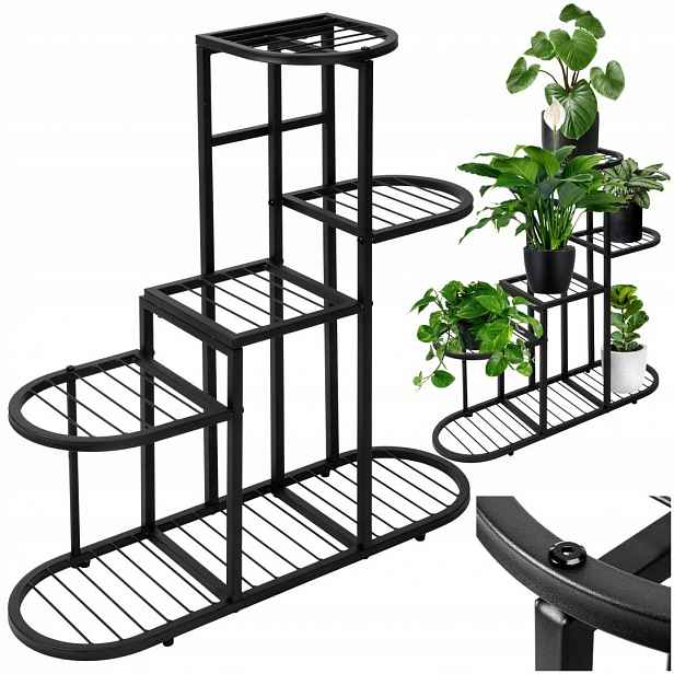 Držák Na Květináč kovový loft Stigan černý do obývacího pokoje i kanceláře