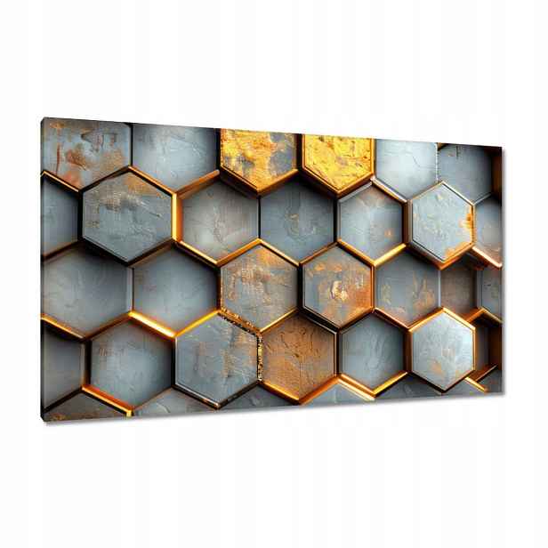 Obrazy 120x70 Zlaté hexagonální dlaždice