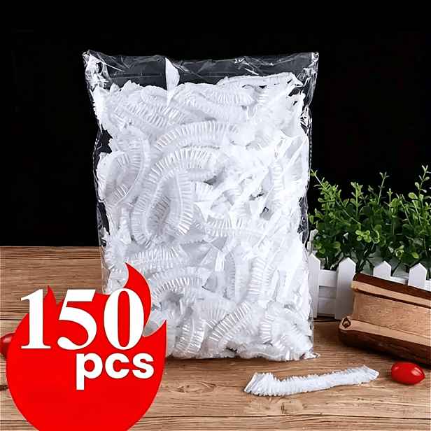 TEMU 150 ks Krytek na potraviny, Víka na nádobí, Transparentní elastické fólie na potraviny, Elastické límce vhodné pro různé misky, talíře, misky a