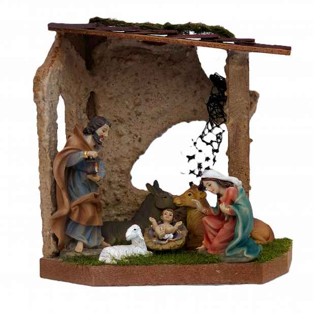 Vánoční Betlém S Figurkami Svatého Josefa 9 Cm vysoký 15 x 9 cm 16,5 cm vysoký