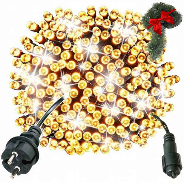 Vánoční Osvětlení Na Stromeček 300 Led Venkovní A Vnitřní Pevné Flash Bílé Teplé