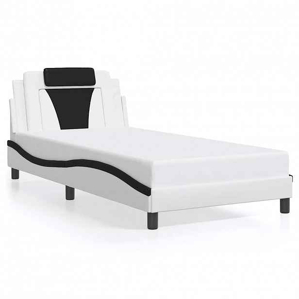 vidaXL Rám postele Viana bez matrace bílý a černý 100 x 200 cm umělá kůže