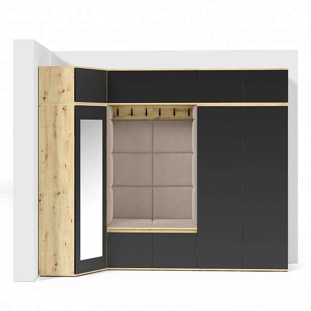 Předsíňová stěna AMI 39 Olivová Dub artisan + Černá