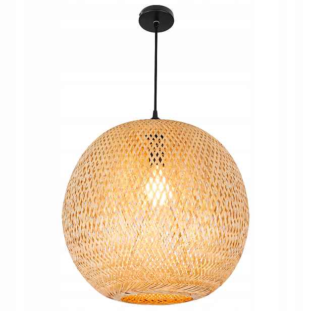 stropní svítidlo Led závěsný lustr E27, pletené svítidlo, 40 cm, boho, Bambusová