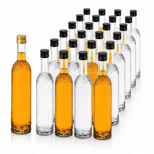 20 lahviček 500 ml na vodky Svatební Hostina Nargiz a šroubovací víčka pro tinktury Bimber Svatba