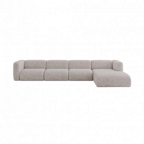 ALTDECOR ROHOVÁ SEDAČKA S PRAVOU OTOMANOU MIRA-L3 409x179x70 Světle šedá Velur