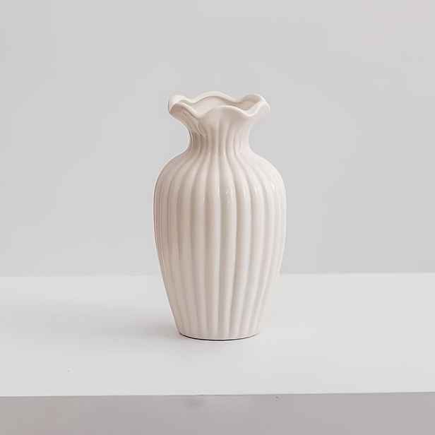 TEMU Moderní keramická váza ve tvaru válce s vertikálním pruhovaným designem - minimalistický elegantní kulatý květináč pro domácí dekoraci, svatební