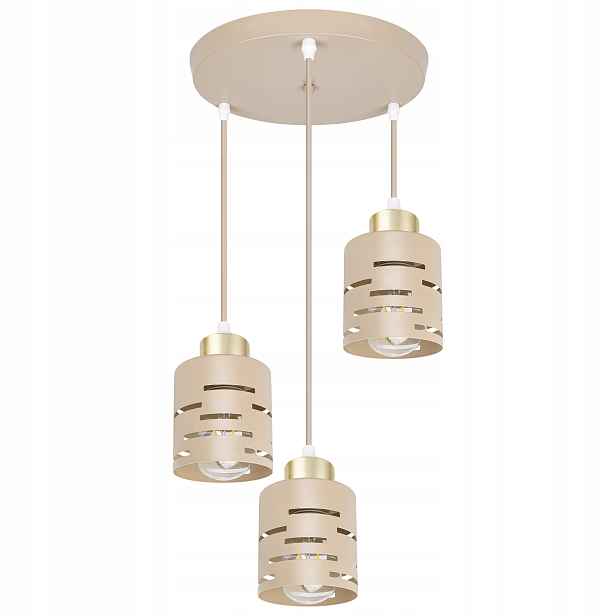 Závěsná Lampa 3x E27 Led stropní lustr nástěnné svítidlo Béžová Kašmír