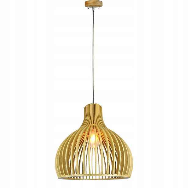 Závěsná lampa dřevěná světlé dřevo kulatá 35 cm do obývacího pokoje ložnice V-tac