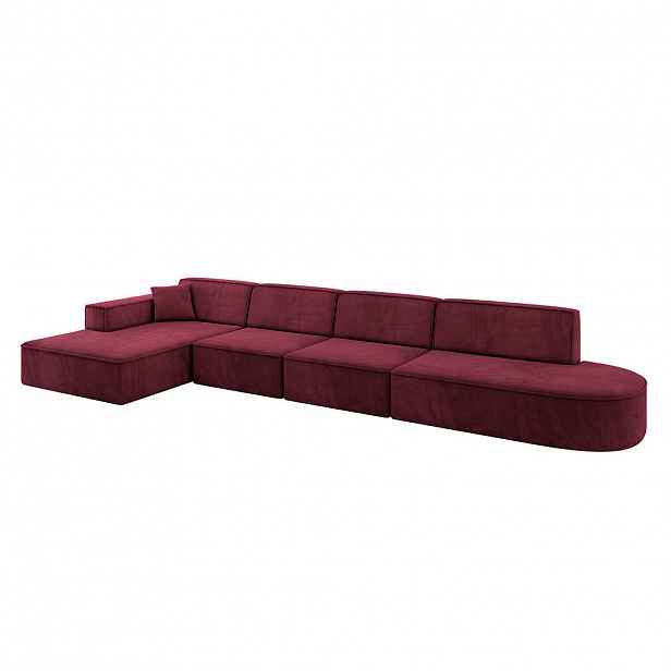 ALTDECOR ROHOVÁ SEDACÍ SOUPRAVA s otomanem vlevo IREA-L3-v4 – 412 × 165 × 77 cm, bordó